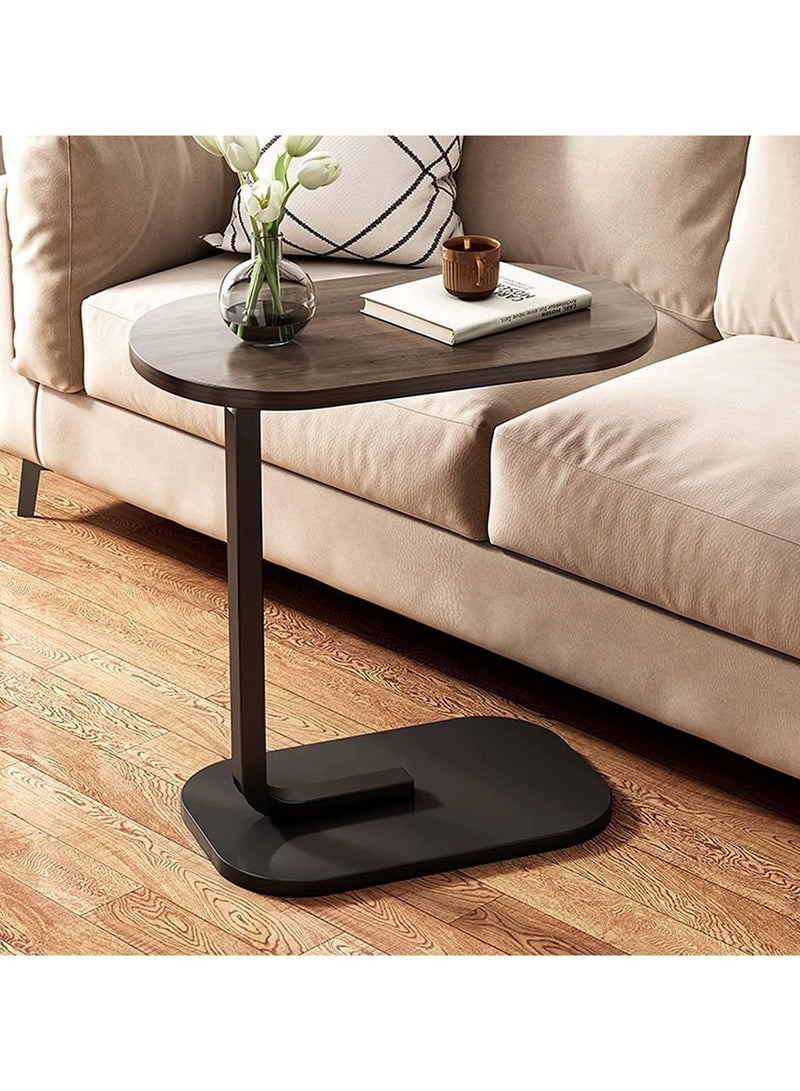 بيوينتي طاولة قهوة بيضاوية الشكل بتصميم C، متعددة الاستخدامات (للصالة، وتناول الوجبات الخفيفة، وحمل الحاسب المحمول، والغرفة، والمكتب، والأريكة، والسرير)، مقاومة للخدوش، وسهلة التجميع (بني × أسود) - Image 3